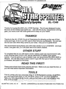 Bolink All Star Sprinter Manual